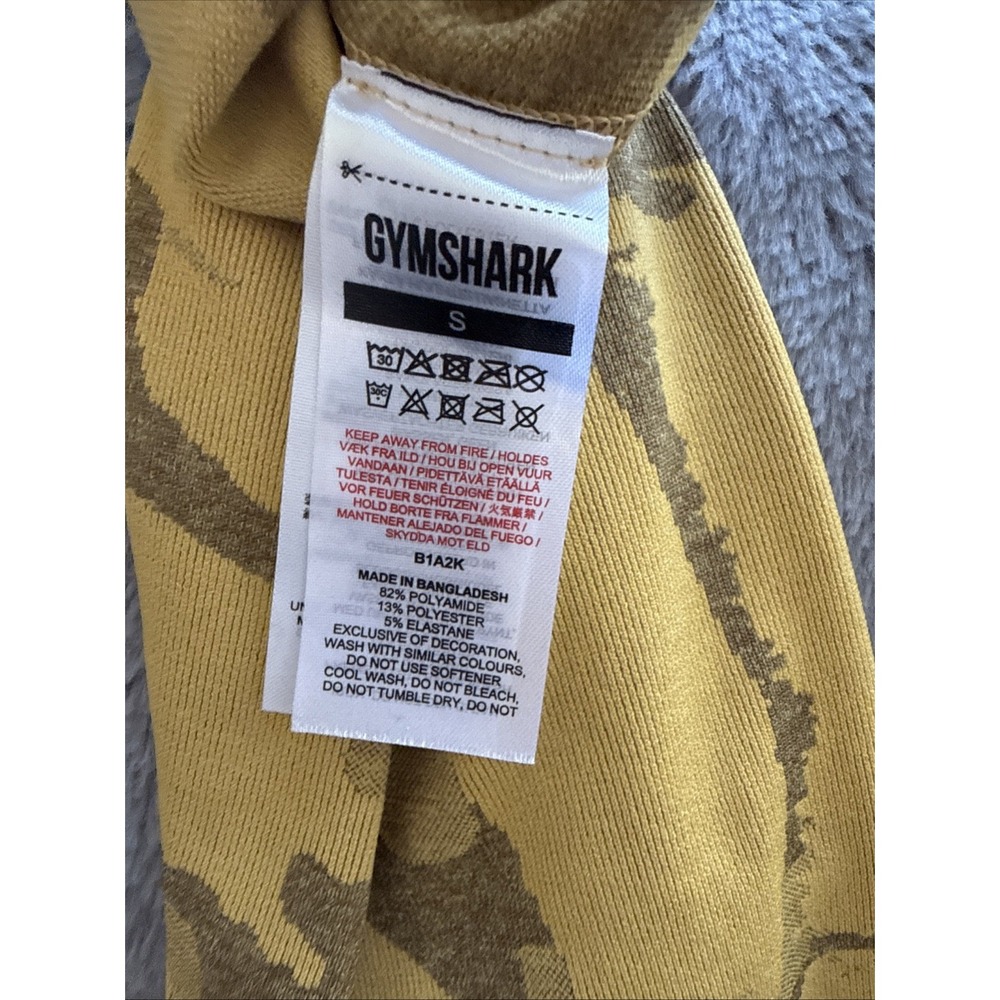 Gymshark Adapt Seamless Yellow Camo Leggings Small Athletic Mustard - Picture 4 of 5